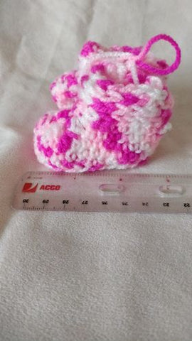 Pink and White Booties - Crocheted