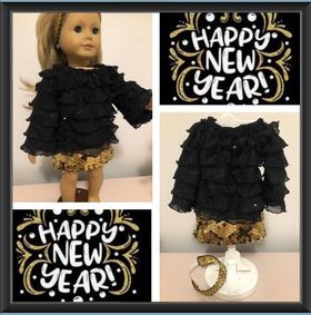 Black and Gold Sequin Dress for 18" doll - Handmade