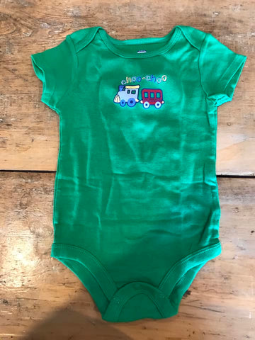 Baby George - Green with Train Onesie NWOT