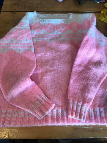 Hand Knit Pink Sweater -GU