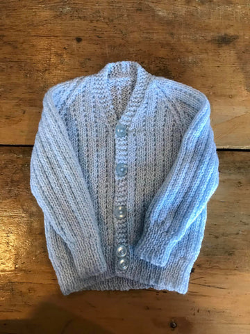 Hand Knit Blue Baby Cardigan  NEW