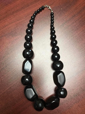 Black Chunky beaded Necklace - gu