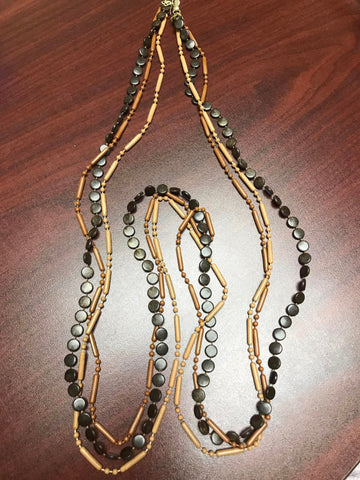 3 Strand Beaded Brown Necklace - GU