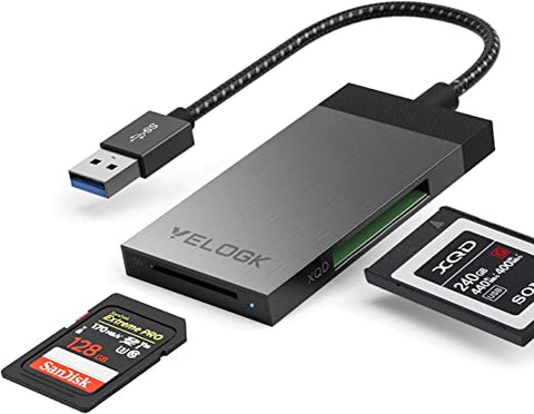 Card Reader USB 3.0, Aluminum Dual XQD/SD Memory Card Reader Adapter - NEW