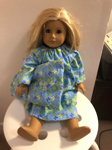 Flannel Nightie with Doll Pillowcase for 18" Doll