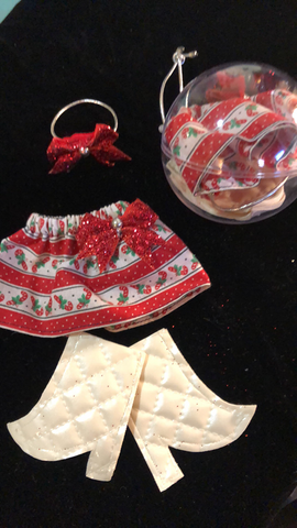 Christmas Skirt and Bow for Elf on the Shelf