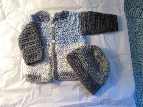 Baby Boy Crocheted Sweater Set - 2 pieces - Handmade