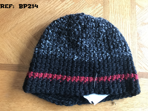 Messy Bun Hat - Black Speckle  w/Red and Black Stripe