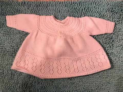 Knitted Pink Baby Dress- Handmade