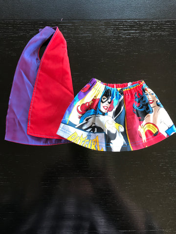 Superhero Cape and Skirt Set for Doll - Handmade