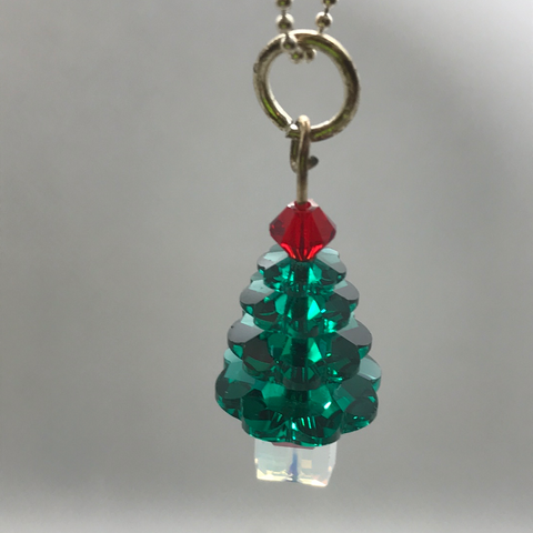 Swarovski Christmas Tree Gold Necklace