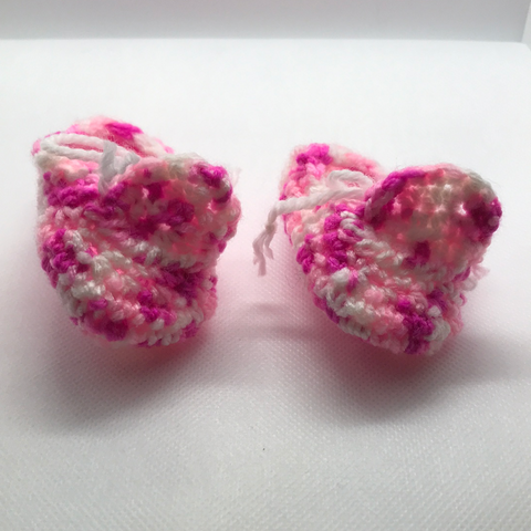Pink and White Slippers - Crocheted