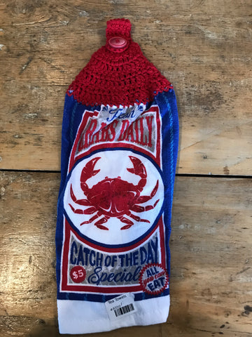 Hanging Crocheted Towel  - Crab
