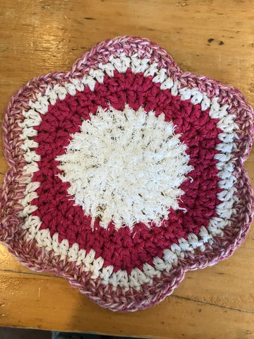 Flower Dishcloth with Scrubby Center - Crochet Handmade